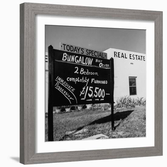 Close-Up of Real Estate Sign-Ed Clark-Framed Photographic Print