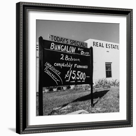Close-Up of Real Estate Sign-Ed Clark-Framed Photographic Print