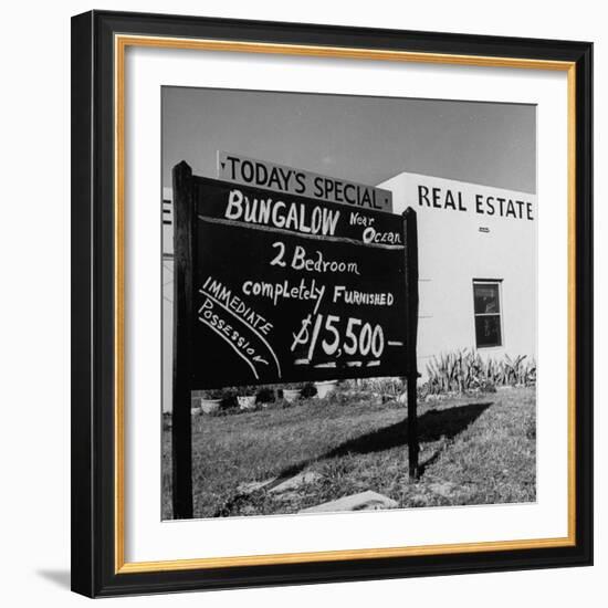 Close-Up of Real Estate Sign-Ed Clark-Framed Photographic Print