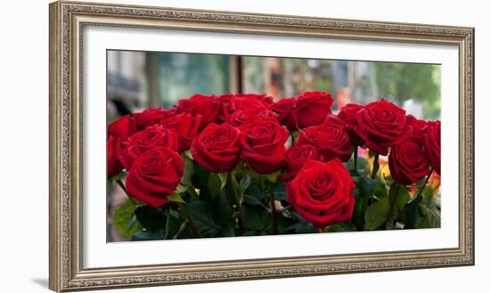 Close-Up of Red Roses in a Bouquet During Sant Jordi Festival, Barcelona, Catalonia, Spain-null-Framed Photographic Print