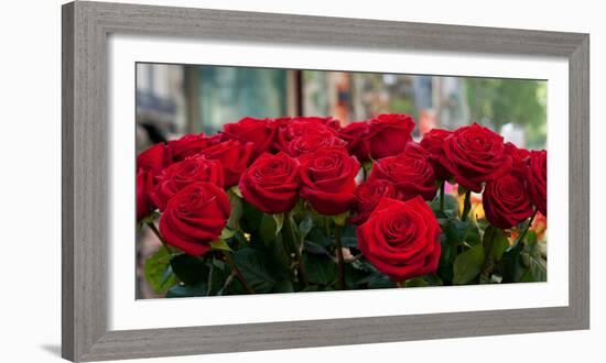 Close-Up of Red Roses in a Bouquet During Sant Jordi Festival, Barcelona, Catalonia, Spain-null-Framed Photographic Print