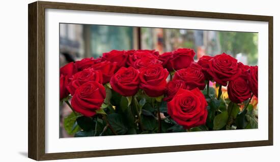 Close-Up of Red Roses in a Bouquet During Sant Jordi Festival, Barcelona, Catalonia, Spain-null-Framed Photographic Print