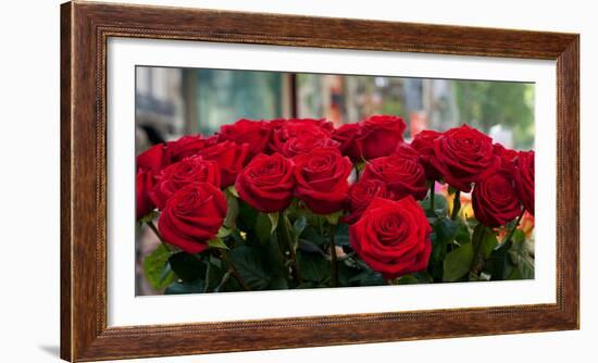 Close-Up of Red Roses in a Bouquet During Sant Jordi Festival, Barcelona, Catalonia, Spain-null-Framed Photographic Print