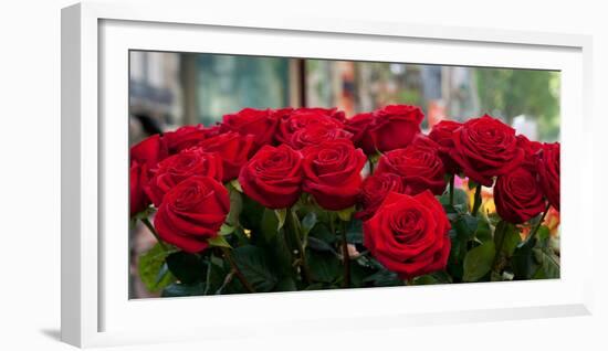 Close-Up of Red Roses in a Bouquet During Sant Jordi Festival, Barcelona, Catalonia, Spain-null-Framed Photographic Print