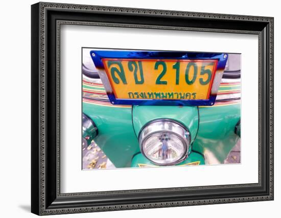 Close up of registration plate of a Tuk Tuk, a taxi characteristic of South East Asia, Bangkok-Godong-Framed Photographic Print