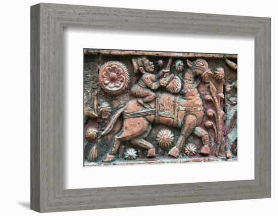 Close-up of relief carving, Puthia Temple Complex, Rajshahi Division, Bangladesh-Keren Su-Framed Photographic Print