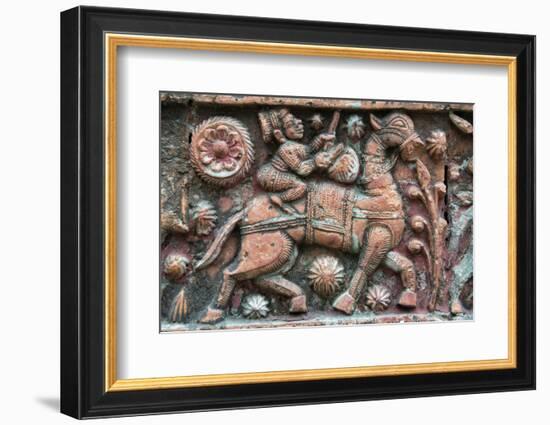 Close-up of relief carving, Puthia Temple Complex, Rajshahi Division, Bangladesh-Keren Su-Framed Photographic Print