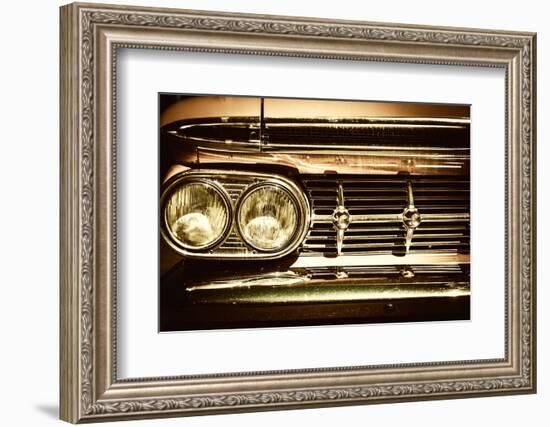 Close-Up of Retro Car Facia with Chrome Grille-NejroN Photo-Framed Photographic Print