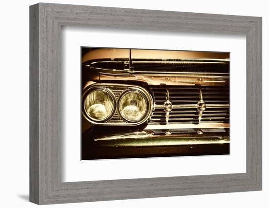 Close-Up of Retro Car Facia with Chrome Grille-NejroN Photo-Framed Photographic Print