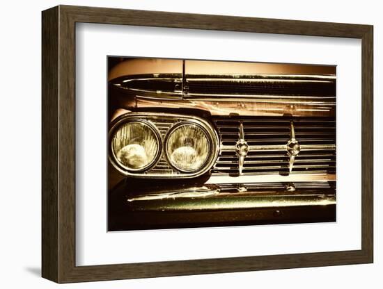 Close-Up of Retro Car Facia with Chrome Grille-NejroN Photo-Framed Photographic Print