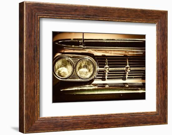 Close-Up of Retro Car Facia with Chrome Grille-NejroN Photo-Framed Photographic Print