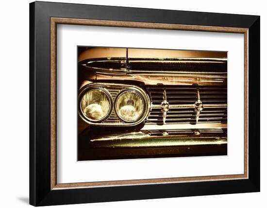 Close-Up of Retro Car Facia with Chrome Grille-NejroN Photo-Framed Photographic Print