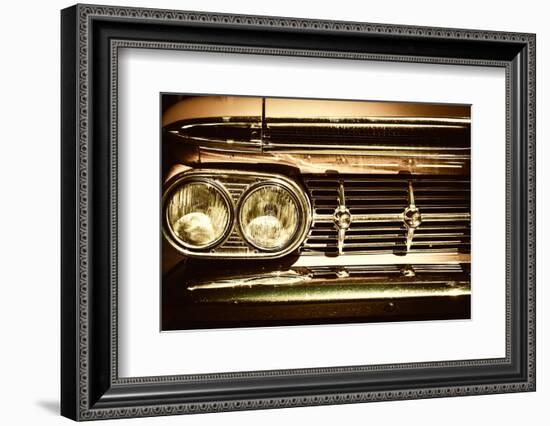 Close-Up of Retro Car Facia with Chrome Grille-NejroN Photo-Framed Photographic Print