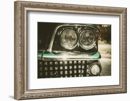 Close-Up of Retro Car Facia with Chrome Grille-NejroN Photo-Framed Photographic Print