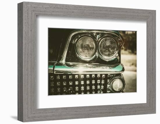 Close-Up of Retro Car Facia with Chrome Grille-NejroN Photo-Framed Photographic Print