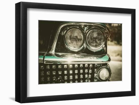 Close-Up of Retro Car Facia with Chrome Grille-NejroN Photo-Framed Photographic Print