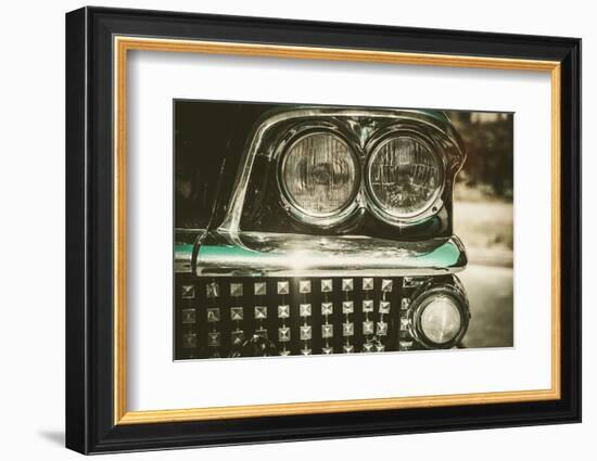 Close-Up of Retro Car Facia with Chrome Grille-NejroN Photo-Framed Photographic Print