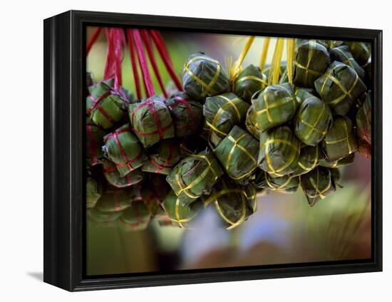 Close Up of Rice Balls Wrapped in Vine Leaves, Vietnam-Paul Harris-Framed Premier Image Canvas