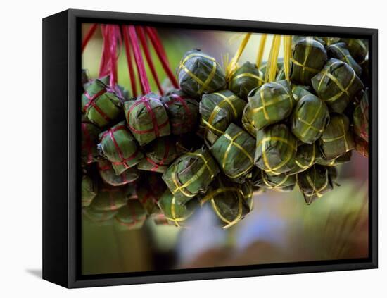 Close Up of Rice Balls Wrapped in Vine Leaves, Vietnam-Paul Harris-Framed Premier Image Canvas