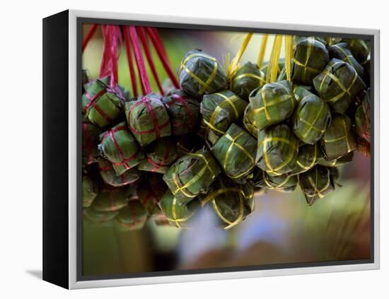 Close Up of Rice Balls Wrapped in Vine Leaves, Vietnam-Paul Harris-Framed Premier Image Canvas