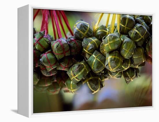 Close Up of Rice Balls Wrapped in Vine Leaves, Vietnam-Paul Harris-Framed Premier Image Canvas