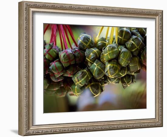 Close Up of Rice Balls Wrapped in Vine Leaves, Vietnam-Paul Harris-Framed Photographic Print