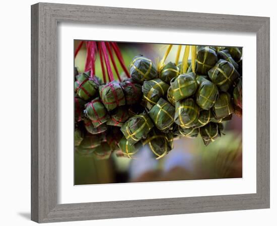 Close Up of Rice Balls Wrapped in Vine Leaves, Vietnam-Paul Harris-Framed Photographic Print