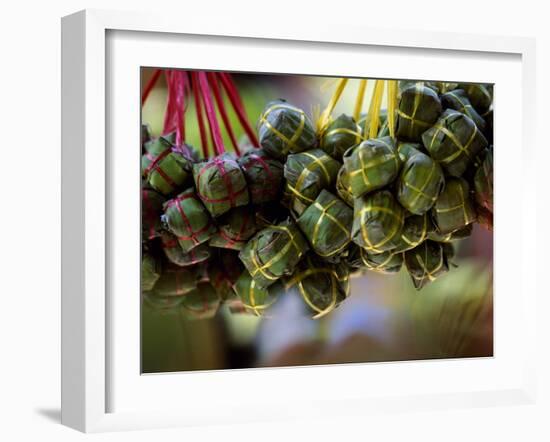 Close Up of Rice Balls Wrapped in Vine Leaves, Vietnam-Paul Harris-Framed Photographic Print