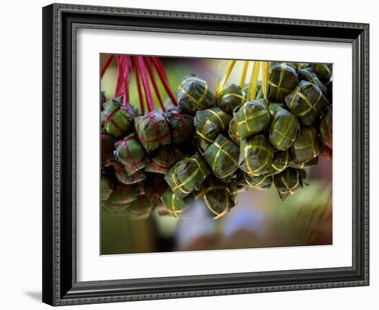 Close Up of Rice Balls Wrapped in Vine Leaves, Vietnam-Paul Harris-Framed Photographic Print