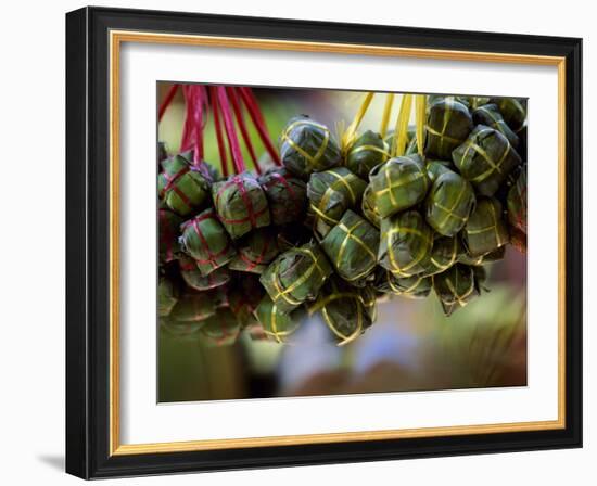 Close Up of Rice Balls Wrapped in Vine Leaves, Vietnam-Paul Harris-Framed Photographic Print