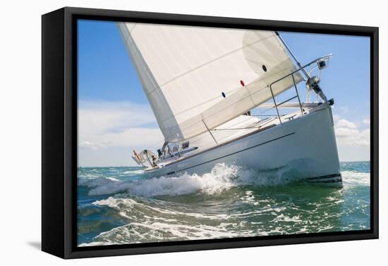 Close up of Sailing Boat, Sail Boat or Yacht at Sea-darrenmbaker-Framed Premier Image Canvas