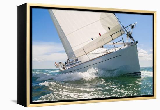 Close up of Sailing Boat, Sail Boat or Yacht at Sea-darrenmbaker-Framed Premier Image Canvas