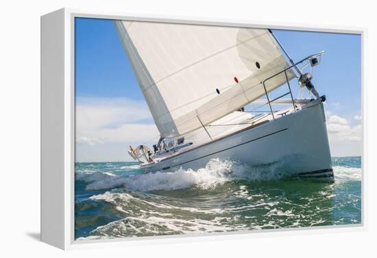 Close up of Sailing Boat, Sail Boat or Yacht at Sea-darrenmbaker-Framed Premier Image Canvas