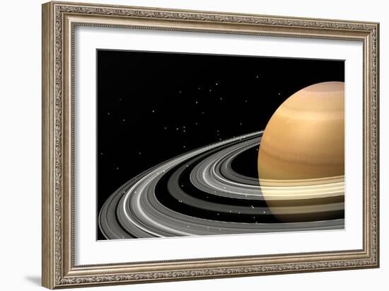 Close-Up of Saturn and its Planetary Rings-null-Framed Premium Giclee Print