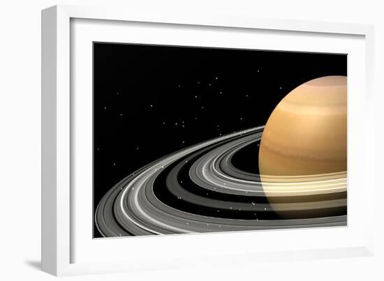 Close-Up of Saturn and its Planetary Rings-null-Framed Premium Giclee Print