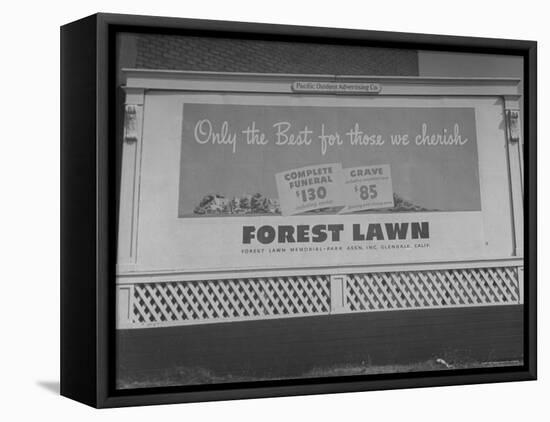 Close Up of Sign Advertising Forest Lawn Cemetery-George Strock-Framed Premier Image Canvas