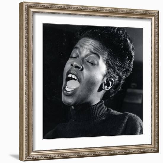 Close Up of Singer Sarah Vaughn Performing-Gjon Mili-Framed Premium Photographic Print