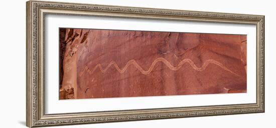 Close-up of Snake Petroglyph, Solstice Snake, Rock Wall, Moab, Utah, USA-Panoramic Images-Framed Photographic Print