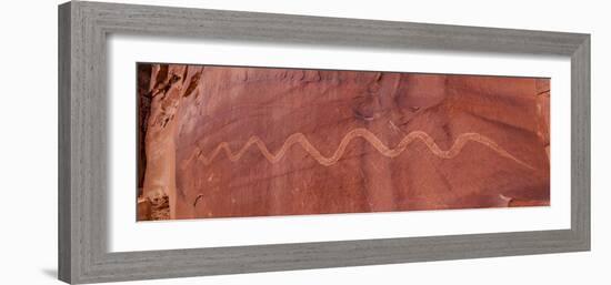 Close-up of Snake Petroglyph, Solstice Snake, Rock Wall, Moab, Utah, USA-Panoramic Images-Framed Photographic Print