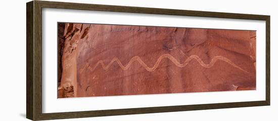 Close-up of Snake Petroglyph, Solstice Snake, Rock Wall, Moab, Utah, USA-Panoramic Images-Framed Photographic Print