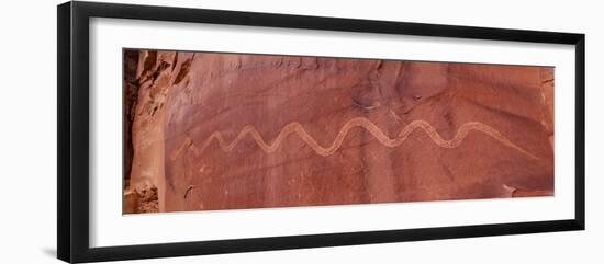 Close-up of Snake Petroglyph, Solstice Snake, Rock Wall, Moab, Utah, USA-Panoramic Images-Framed Photographic Print