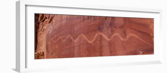 Close-up of Snake Petroglyph, Solstice Snake, Rock Wall, Moab, Utah, USA-Panoramic Images-Framed Photographic Print