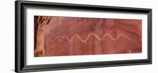 Close-up of Snake Petroglyph, Solstice Snake, Rock Wall, Moab, Utah, USA-Panoramic Images-Framed Photographic Print