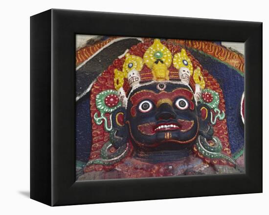 Close-up of Statue of Kalbairab at a Hindu Shrine, Katmandu, Nepal-Steve Satushek-Framed Premier Image Canvas