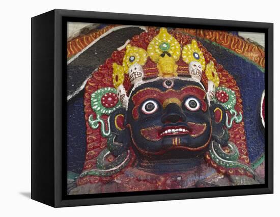 Close-up of Statue of Kalbairab at a Hindu Shrine, Katmandu, Nepal-Steve Satushek-Framed Premier Image Canvas