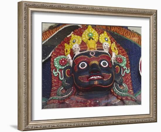 Close-up of Statue of Kalbairab at a Hindu Shrine, Katmandu, Nepal-Steve Satushek-Framed Photographic Print