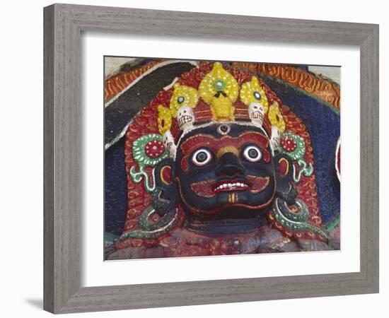 Close-up of Statue of Kalbairab at a Hindu Shrine, Katmandu, Nepal-Steve Satushek-Framed Photographic Print