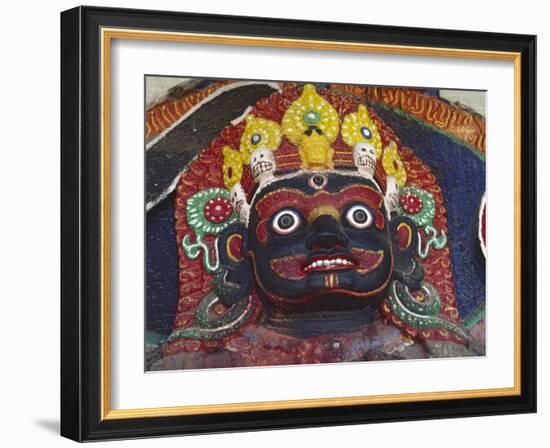 Close-up of Statue of Kalbairab at a Hindu Shrine, Katmandu, Nepal-Steve Satushek-Framed Photographic Print