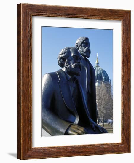 Close-Up of Statue of Marx and Engels, Alexanderplatz Square, Mitte, Berlin, Germany-Richard Nebesky-Framed Photographic Print