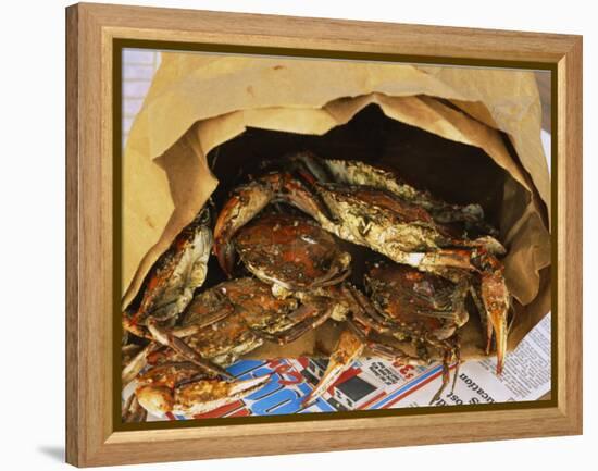Close-up of Steamed Crabs in a Paper Bag, Maryland, USA-null-Framed Premier Image Canvas